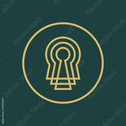 Abstract lock keyhole logo icon design, security protection symbol