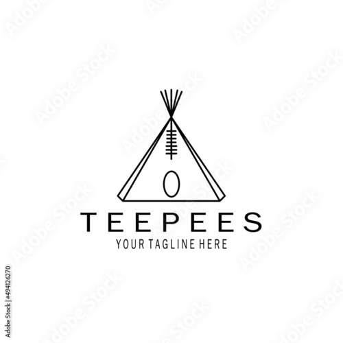 teepees logo design, vector, illustration, line art, linear