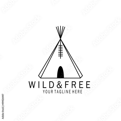 wild and free logo design, vector, illustration, line art, monoline