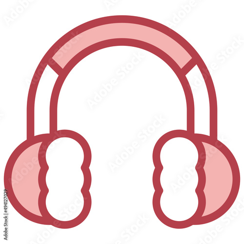 EARMUFFS red line icon,linear,outline,graphic,illustration