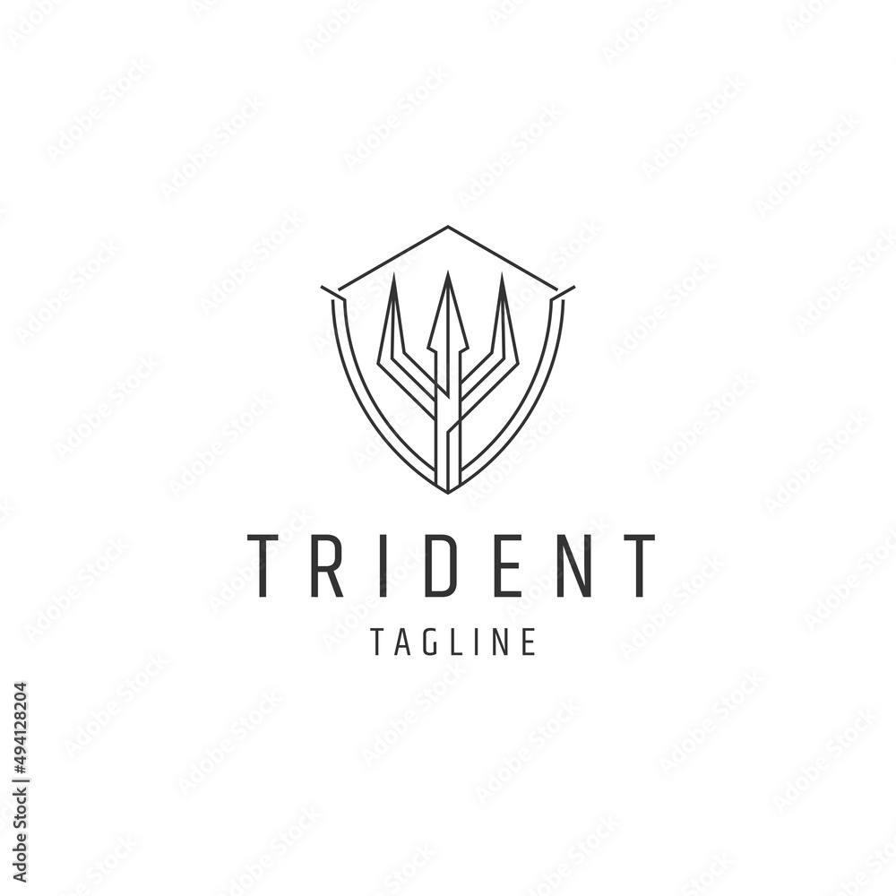 Trident line logo icon design template flat vector Trident line logo icon design template flat vector