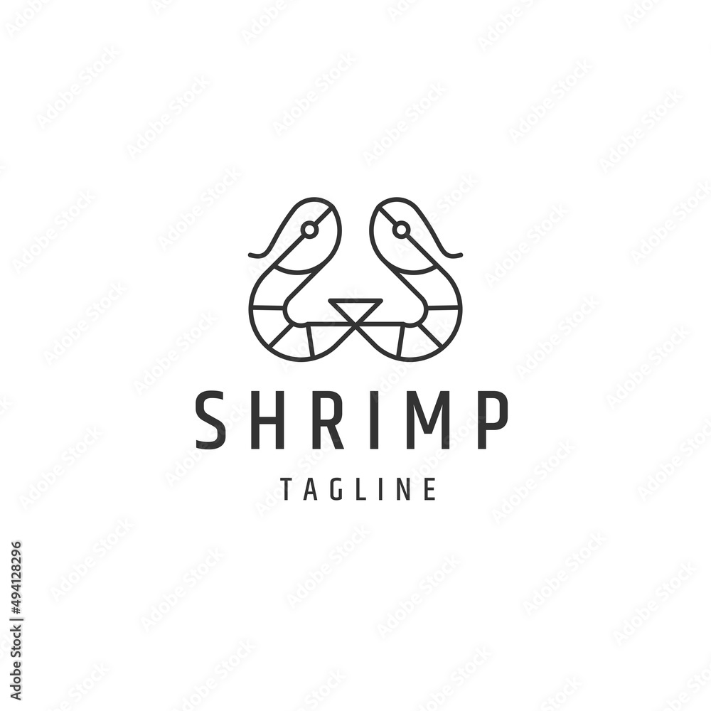 Shrimp line logo concept. Flat icon design template Shrimp line logo concept. Flat icon design template