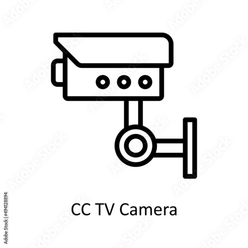 CCTV Camera vector outline icon for web isolated on white background EPS 10 file