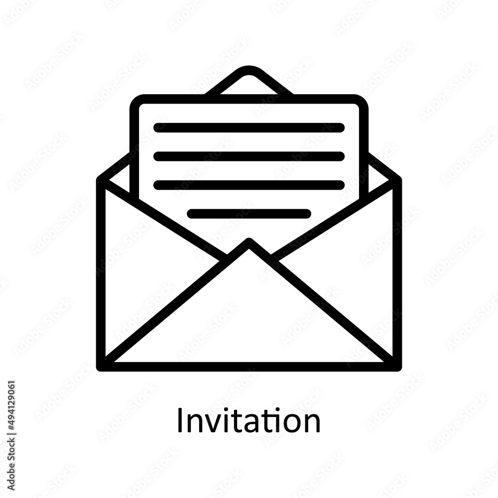 Invitation vector outline icon for web isolated on white background EPS 10 file Invitation vector outline icon for web isolated on white background EPS 10 file