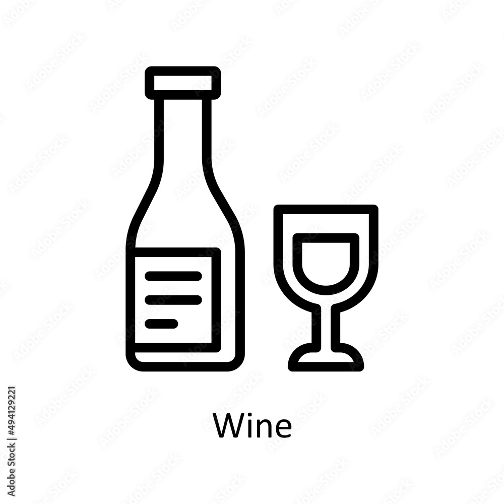 Wine vector outline icon for web isolated on white background EPS 10 file Wine vector outline icon for web isolated on white background EPS 10 file