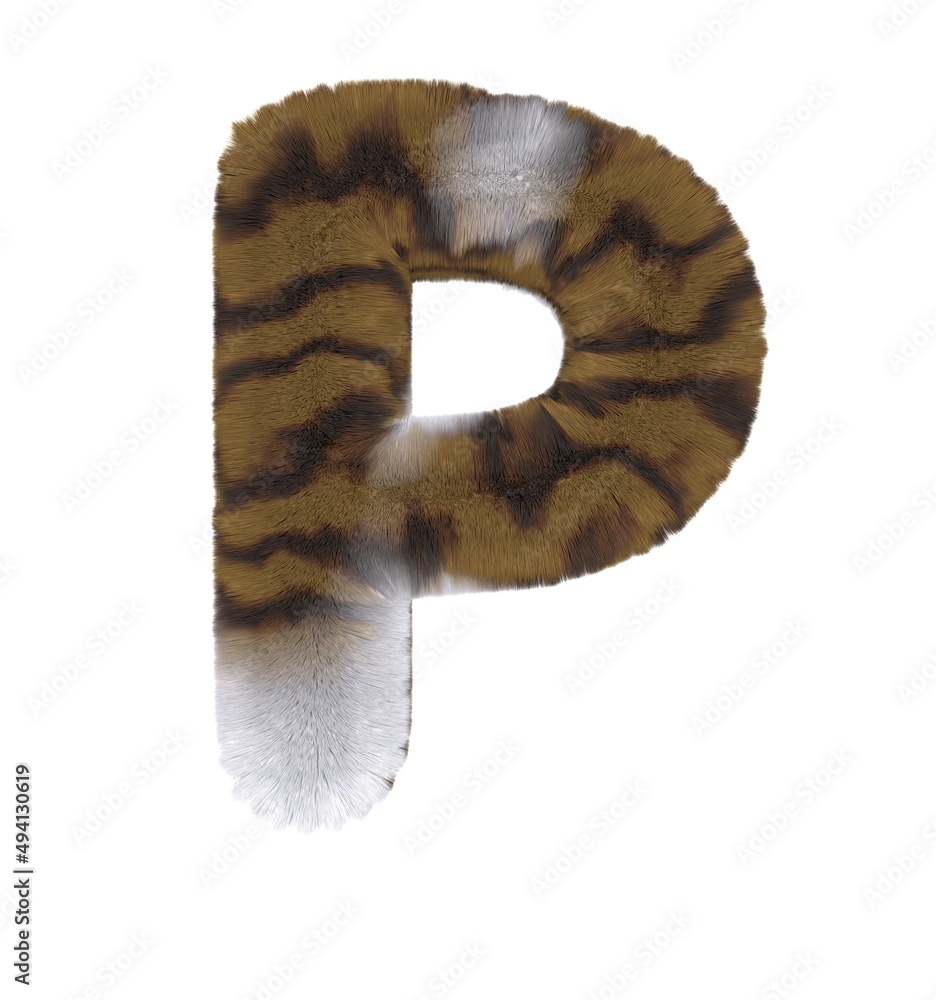 Brown Tabby Cat Themed Font Letter P Brown Tabby Cat Themed Font Letter P