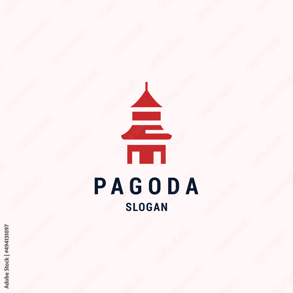 Pagoda logo icon design template vector illustration