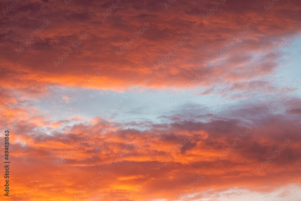 Clouds in bright pink, orange tones for editing, scenic view. 