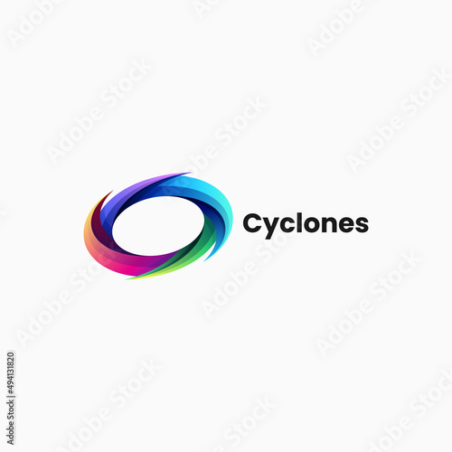Vector Logo Illustration Cyclones Gradient Colorful Style.