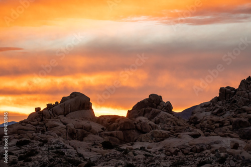 Incredible pink sunset in Joshua Tree National Park, California