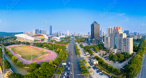Urban environment of Jiangyin Sports Center, Jiangsu Province, China #494132075