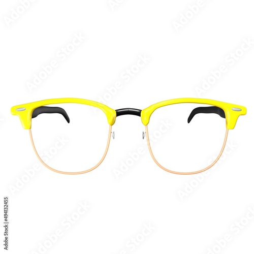 Oval glasses with yellow frames 