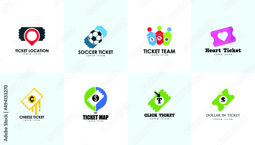 ticket logos template design vector pack