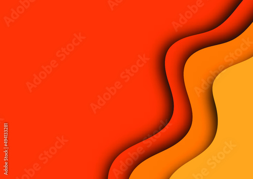 Abstract vector paper cut background. Orange paper cut vector illustration.