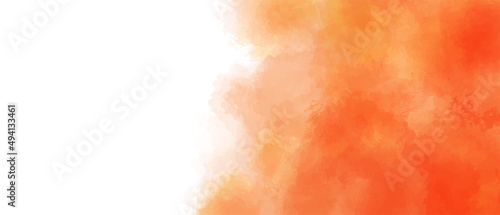  Hand painted orange and yellow color with watercolor texture abstract background 
