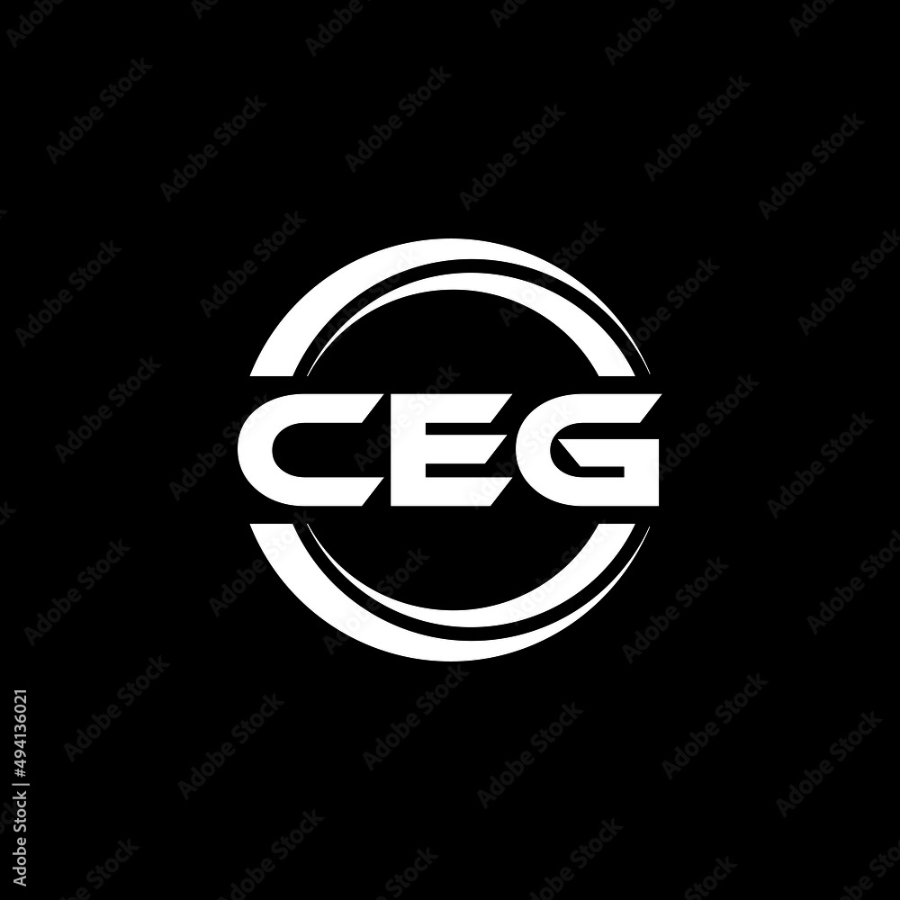 CEG letter logo design with black background in illustrator, vector logo modern alphabet font overlap style. calligraphy designs for logo, Poster, Invitation, etc. - obrazy, fototapety, plakaty 