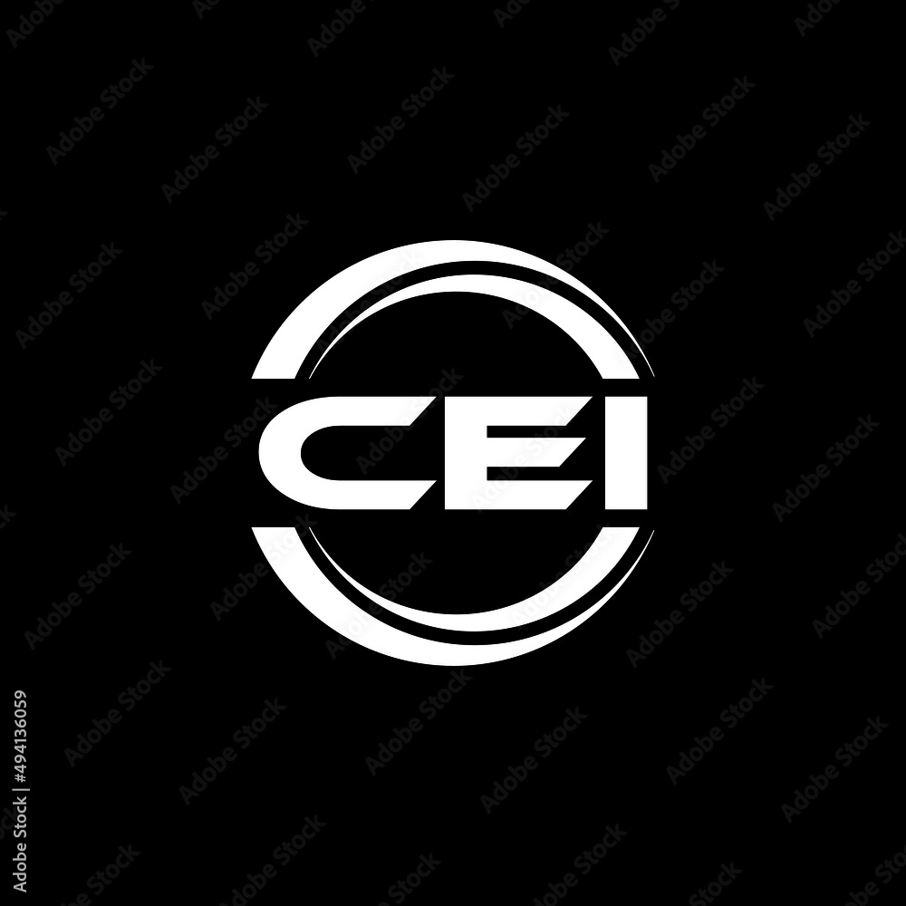 CEI letter logo design with black background in illustrator, vector ...