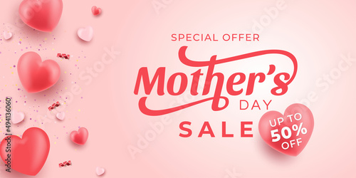 Realistic banner Mother's Day Sale Vector design Template