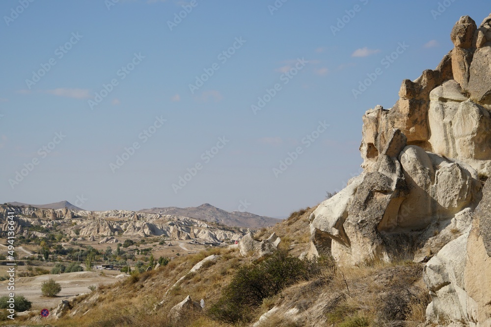 Historical rock mountain view in Goreme Turkey