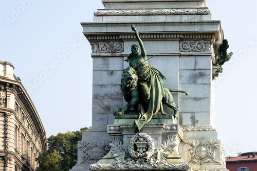 Canvas Print Milan – October, 2017 – Architectural detail of the monument to Giuseppe Garibal