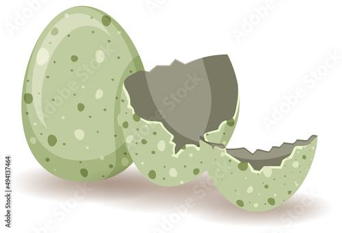 Egg shell cracking on white background
