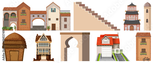 Different designs of buildings