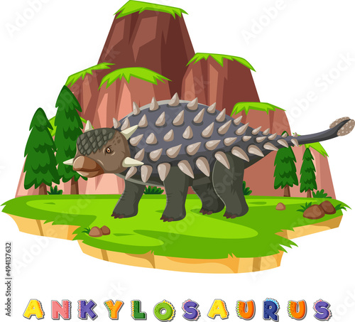 Dinosaur wordcard for ankylosaurus