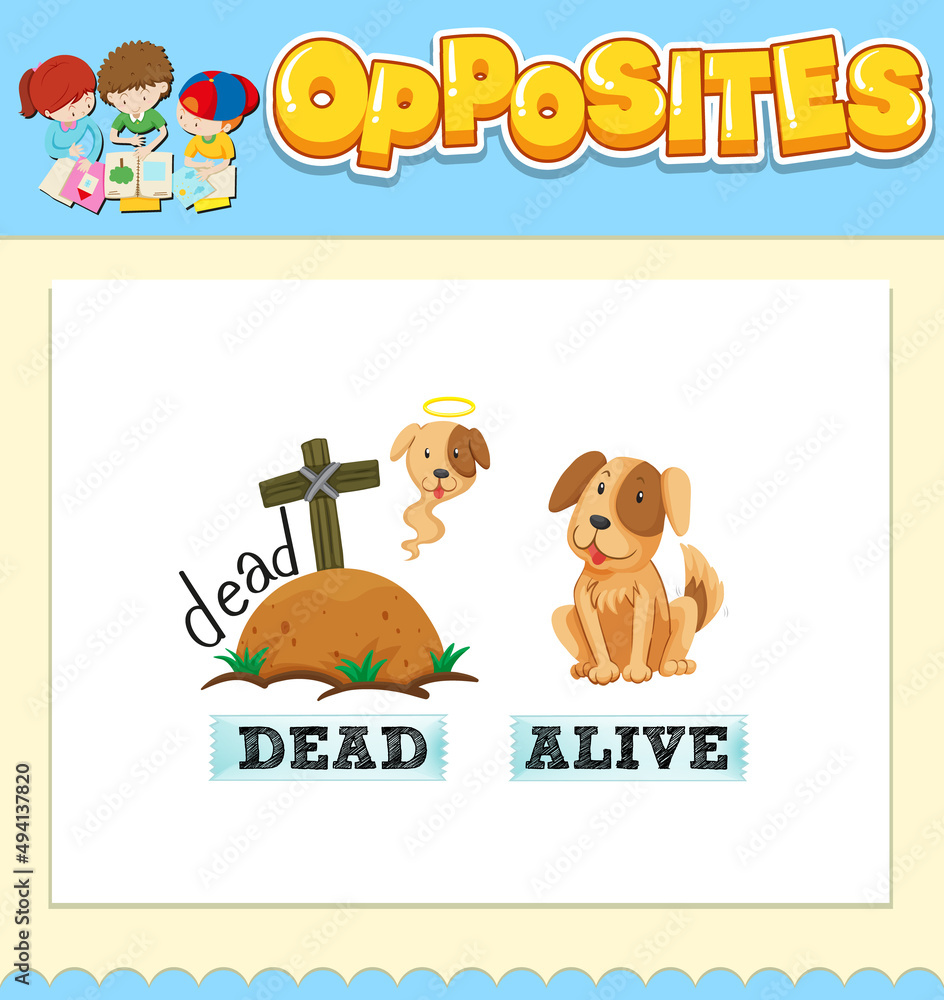 Fototapeta premium Opposite words for dead and alive
