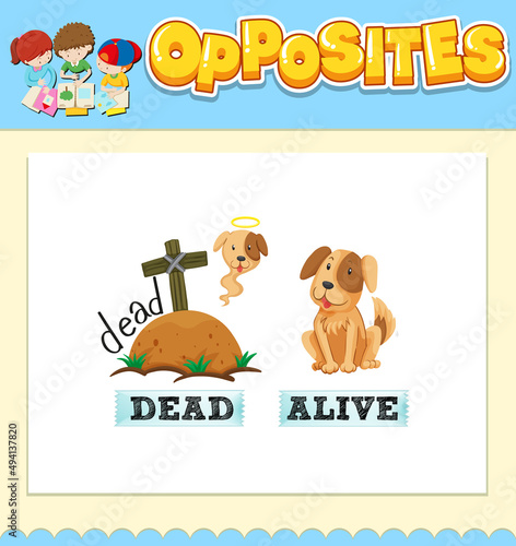 Opposite words for dead and alive