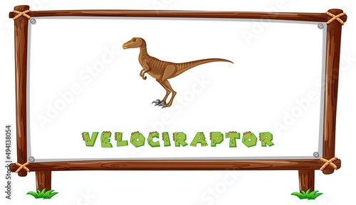Frame template with dinosaurs and text velociraptor design inside