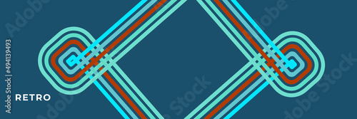 Minimalist background in futuristic retro style design with colorful lines. 70s 80s. Vector illustration.