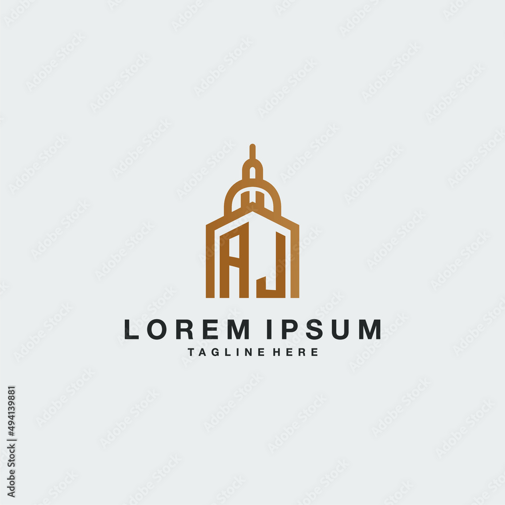 AJ initial monogram real estate logo with imperium style desgn Stock ...
