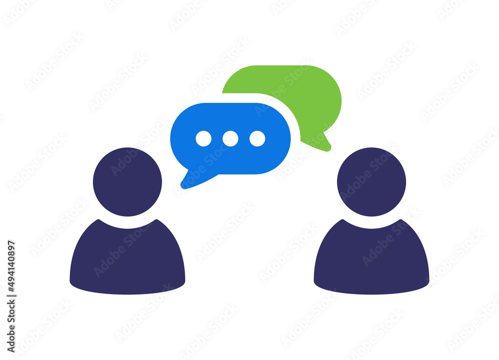 Conversation icon in flat design. Discussion icon vector illustration. Conversation icon in flat design. Discussion icon vector illustration.