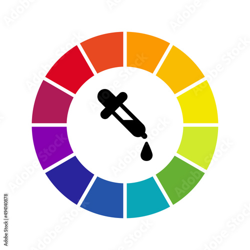 Color wheel with picker icon vector illustration.