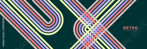 Abstract retro 80s background with geometric shapes and pattern. 70s, 1970 Material design. Vector Illustration