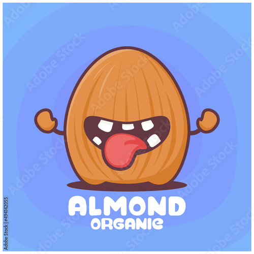 almond cartoon. nuts vector illustration