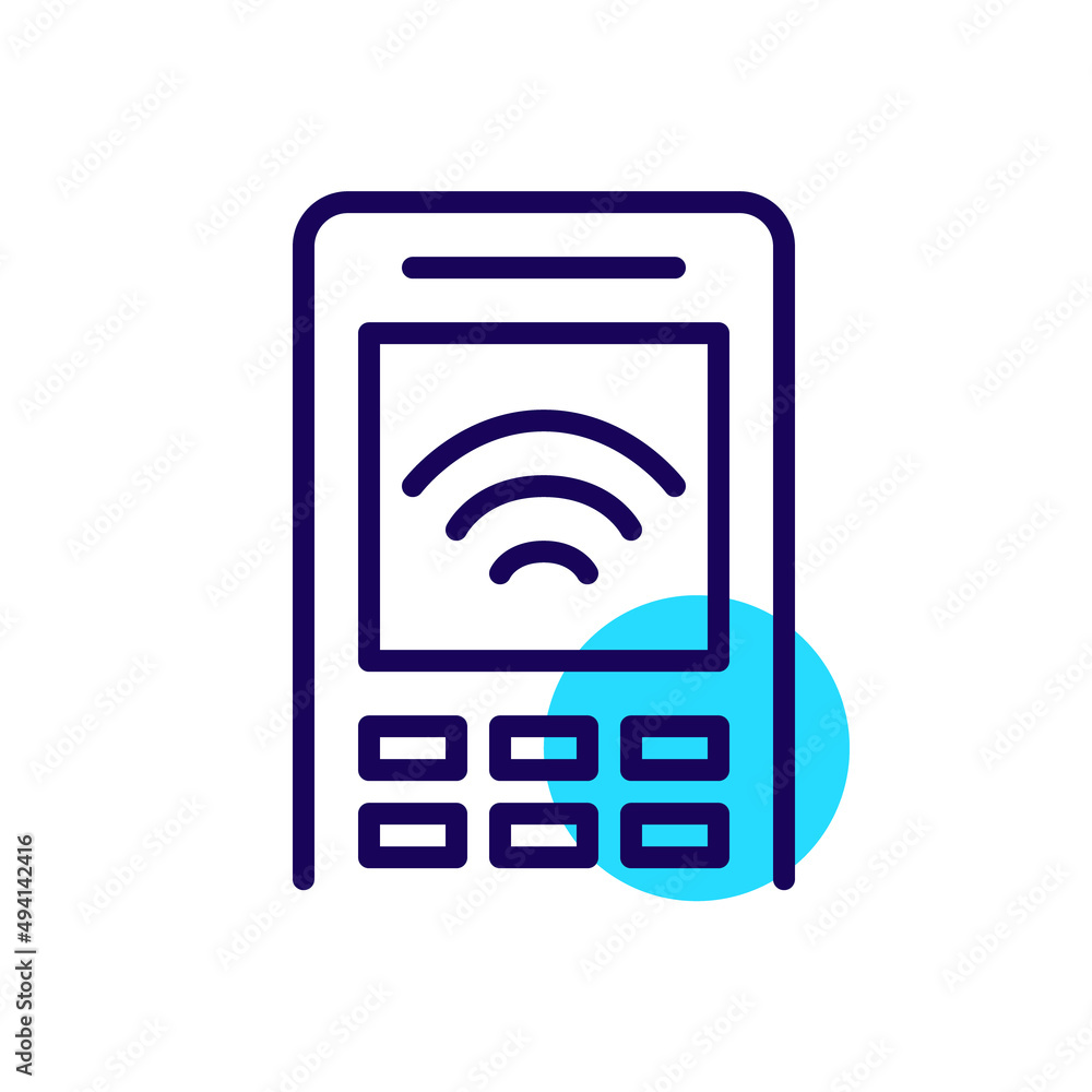 Contactless payment NFC terminal. Pixel perfect, editable stroke icon Contactless payment NFC terminal. Pixel perfect, editable stroke icon
