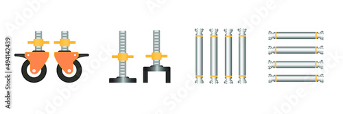 scaffolding, white background, used in construction areas.