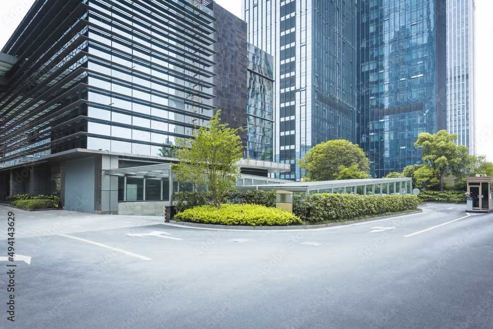 Modern urban architecture and road platform Modern urban architecture and road platform