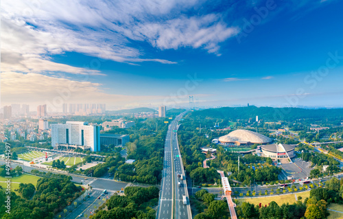 Dusk scenery of Jiangyin City, Jiangsu Province, China #494144297