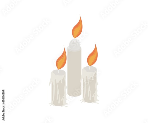 Isometric style illustration of a burning candle