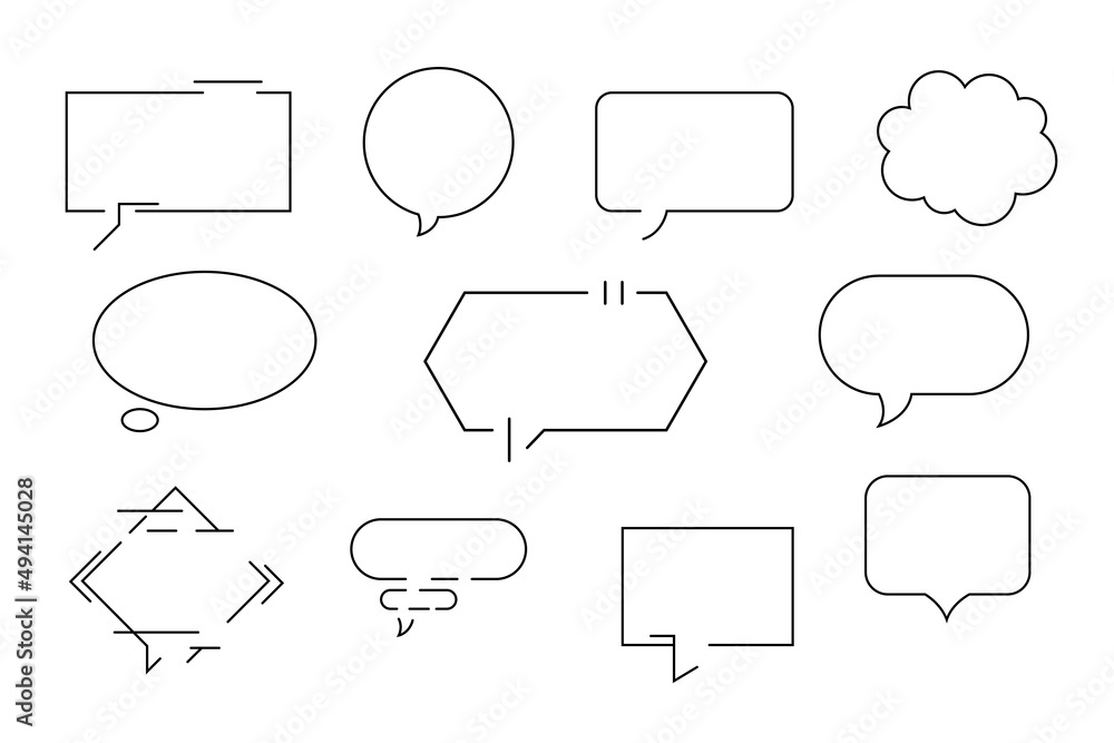 Set of simple speech bubbles, line-style conversation balloons, bubble chat message. Isolated on a white background. Vector graphics Set of simple speech bubbles, line-style conversation balloons, bubble chat message. Isolated on a white background. Vector graphics