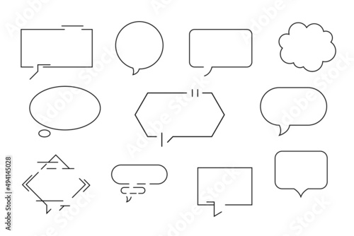 Set of simple speech bubbles, line-style conversation balloons, bubble chat message. Isolated on a white background. Vector graphics