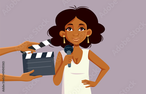 Crew Filming a Talent Show with Musical Performance Vector Illustration