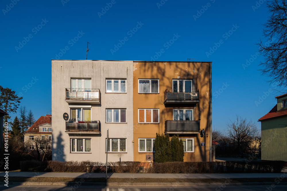 Two colored block of flats in giżycko