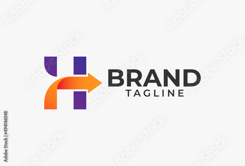 initial H Arrow Logo. letter H with arrow combination. usable for  finance, logistic and company logos, vector illustration	 photo