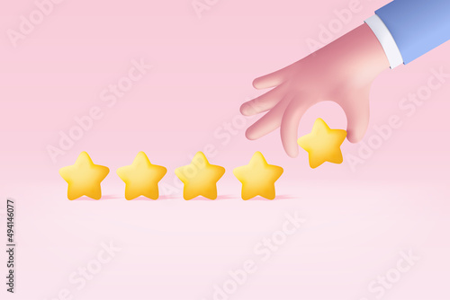 Fotomurale 3d hand give rating five stars for best excellent services rating for satisfaction
