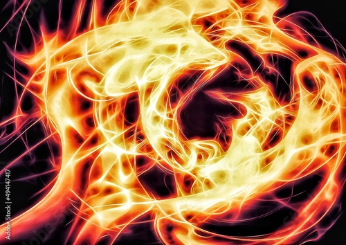 燃え上がる炎のイラスト © k_yu