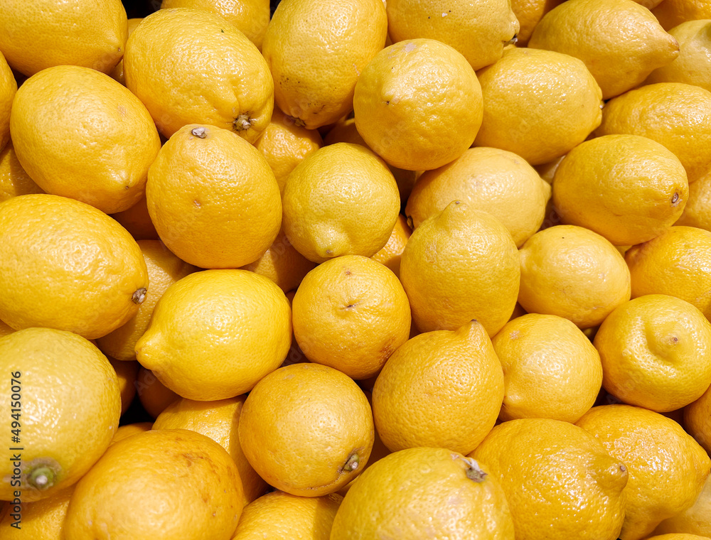 Fresh Lemons Background .Lemons in supermarket 