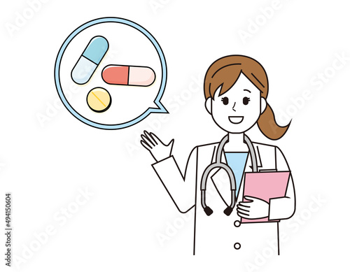 女性の医師　医療従事者　イラスト